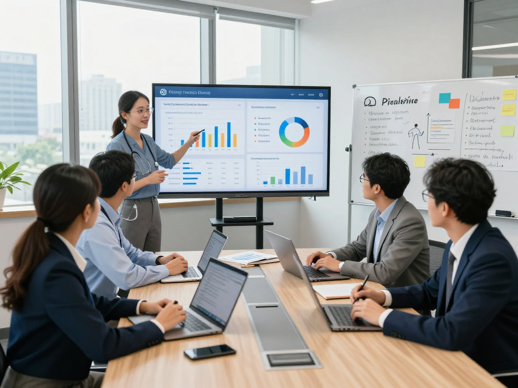 Branchenlösungen – Übersicht at a professional consultation meeting focused on data privacy and accessibility for diverse industries.